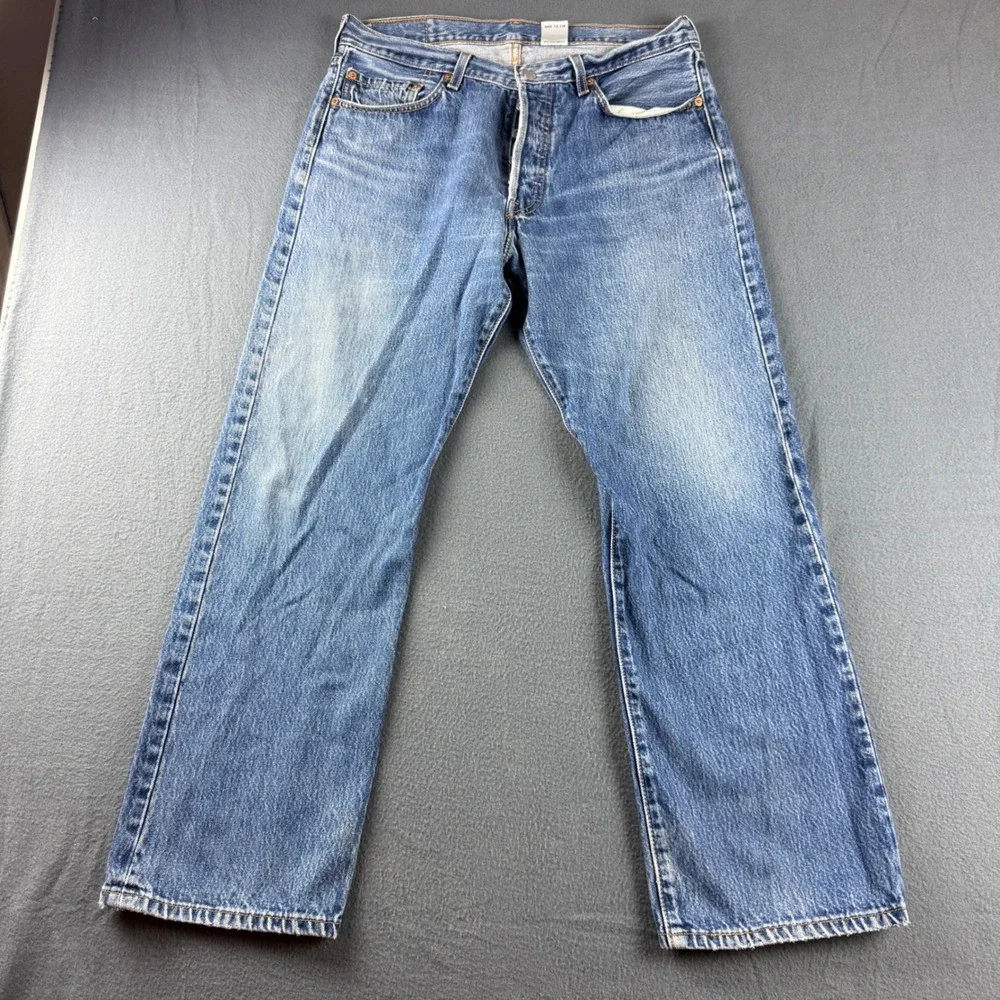 Levis 501 Jeans Men's 34x30 Blue Straight Leg Regular Fit Button Fly Wallet Fade